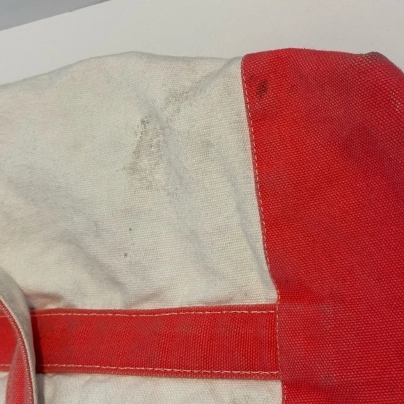 Medium, canvas tote bag  salmon, pink, and natural canvas - Picture 4 of 4